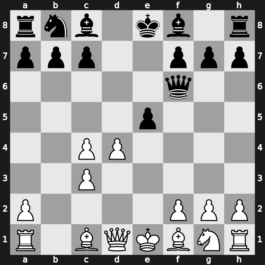 A18m - 3…d5 4.e5 d4 5.exf6 dxc3 6.bxc3 Qxf6 7.d4 e5 - Mikenas Flohr [+0.16]