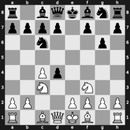 A27i - 3…g6 4.d4 exd4 - Three Knights [+0.30]