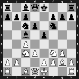 A29y - 4…d5 5.cxd5 Nxd5 6.Bg2 Nb6 7.O-O Be7 8.d3 O-O - Four Knights