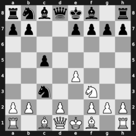 A34x - 2…Nf6 3.Nf3 d5 4.cxd5 Nxd5 5.e4 Nxc3 - Symmetrical 3 Knights