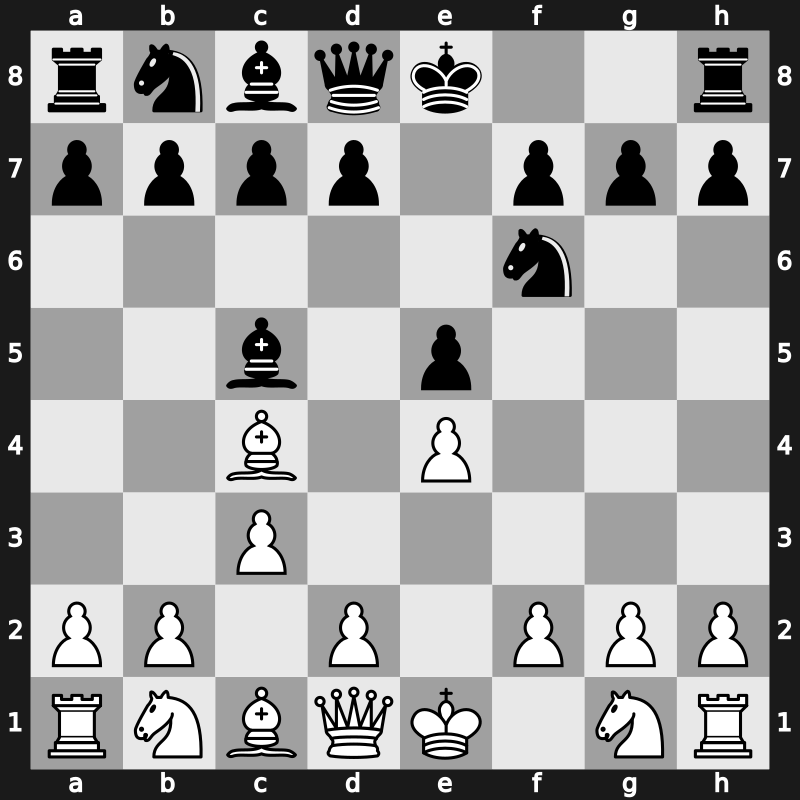 C23m - 2…Bc5 3.c3 Nf6