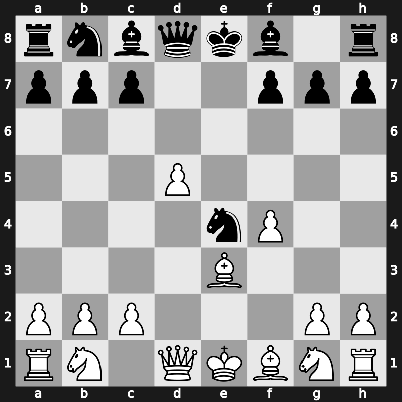 C32i - 5.dxe4 Nxe4 6.Be3 - Falkbeer [-0.11]
