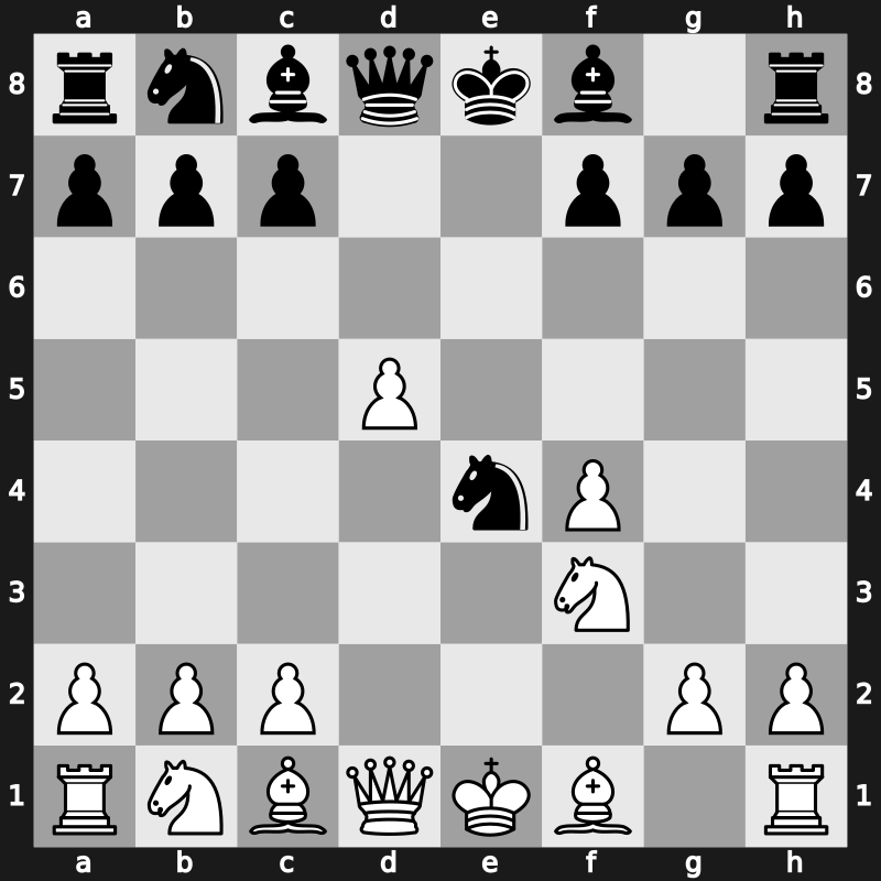 C32j - 5.dxe4 Nxe4 6.Nf3 - Falkbeer [+0.64]