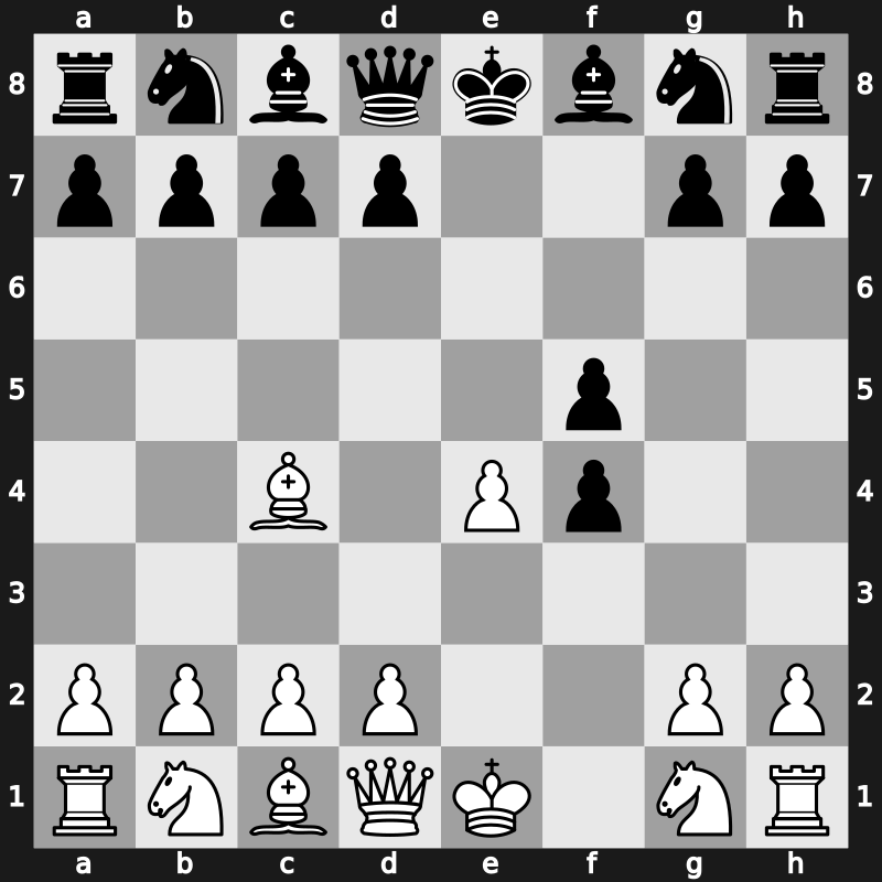 C33q - 3.Bc4 f5 - KGA: Bishop’s Gambit Lopez-Gianutio Countergambit
