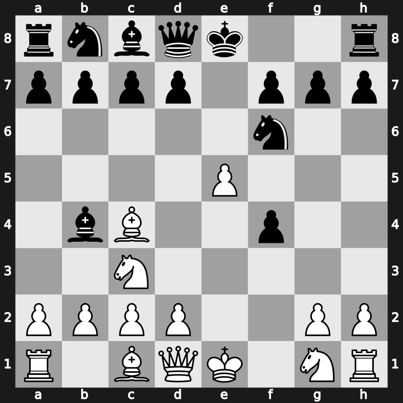 C33f - 3.Bc4 Nf6 4.Nc3 Bb4 5.e5 - KGA: Bishop’s Gambit Paulsen Attack