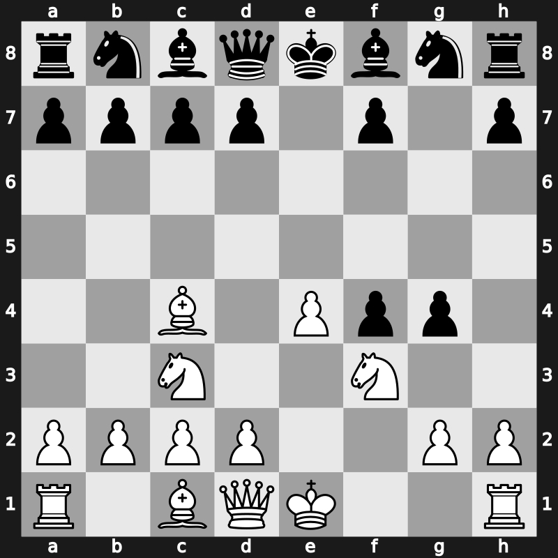 C37i - 4.Bc4 g4 5.Nc3 - MacDonnell Gambit [-1.23]