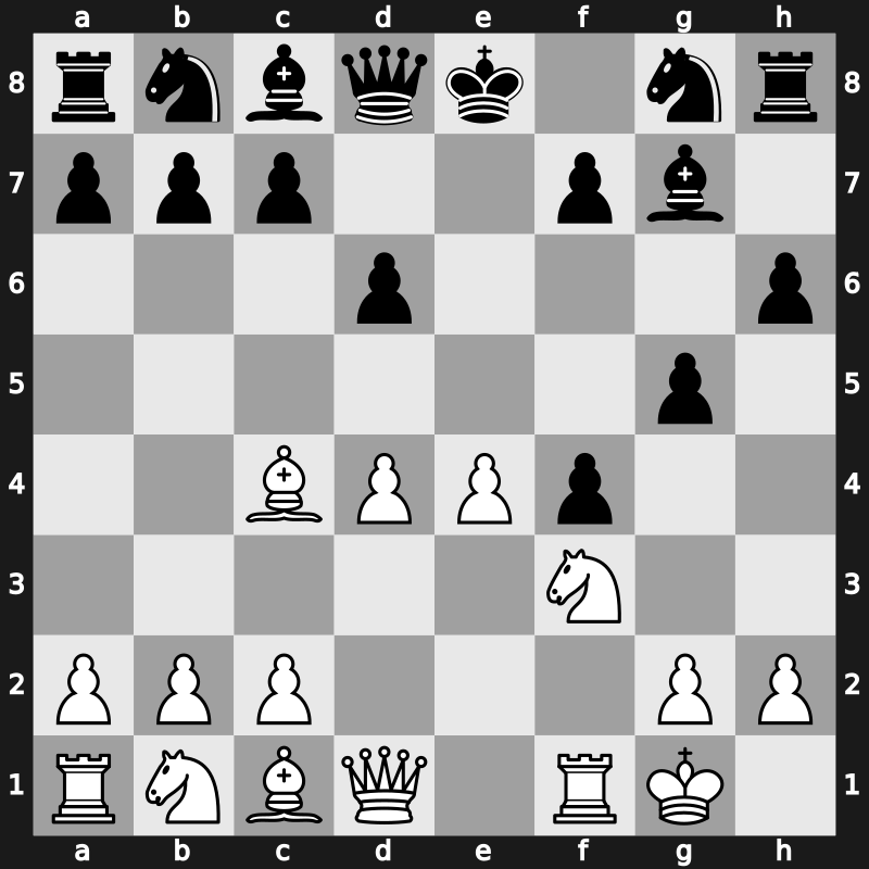 C38d - 5.O-O h6 6.d4 d6 - Hanstein Gambit [-1.31]