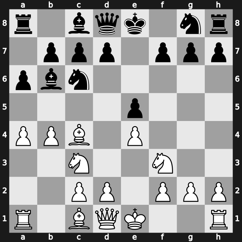 C51m - 4…Bb6 5.a4 a6 6.Nc3 - Evans Gambit Declined Showalter Variation [+0.13]