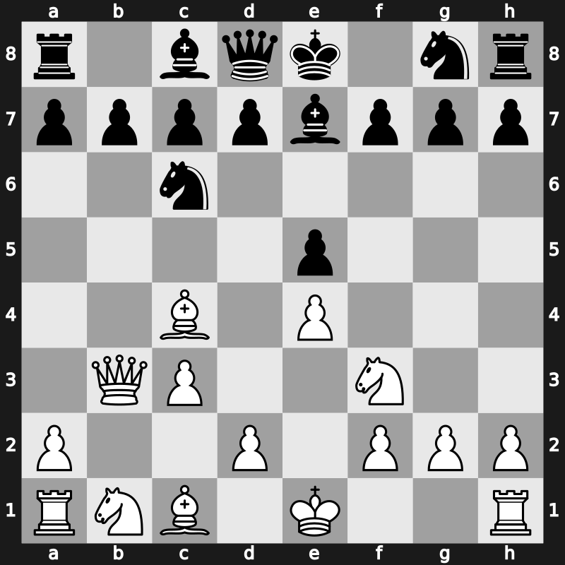 C51o - 4…Bxb4 5.c3 Be7 6.Qb3 - Anderssen [-0.45]