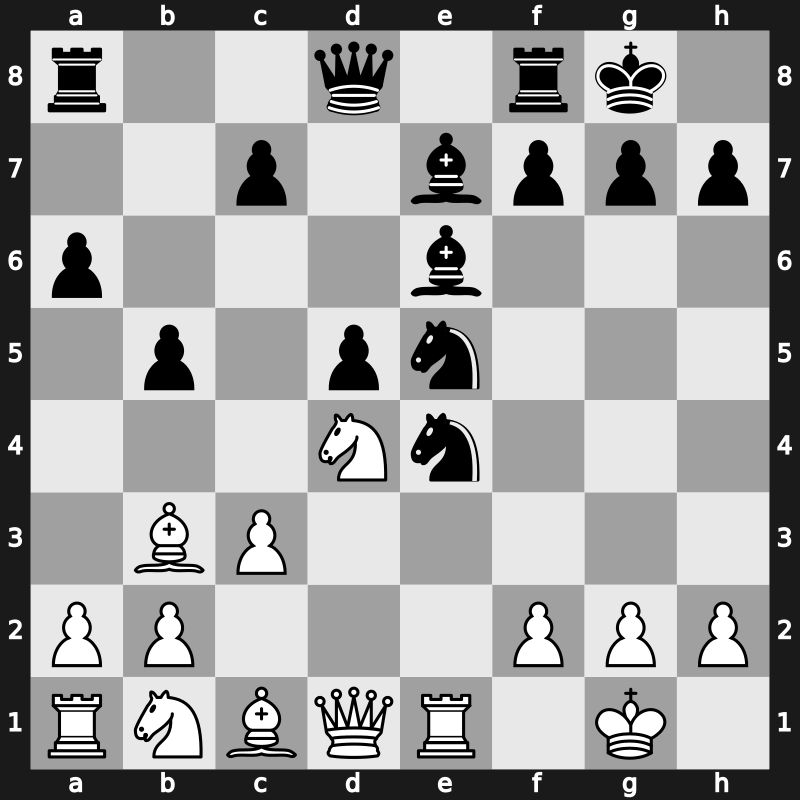 C83i - 10.Re1 O-O 11.Nd4 Nxe5 - Open Classical Breslau Variation [+0.25]