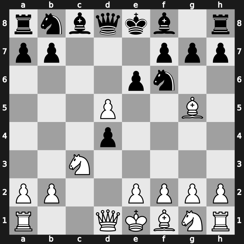 D50j - 4…c5 5.cxd5 cxd4 - Dutch-Peruvian Prins Variation
