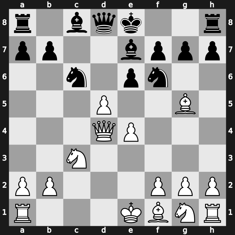 D50n - 4…c5 5.cxd5 cxd4 6.Qxd4 Be7 7.e4 Nc6 - Dutch-Peruvian Prins