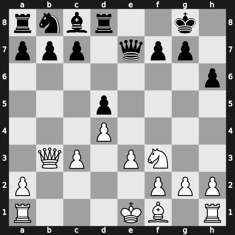 D57g - 9…Nxc3 10.bxc3 exd5 11.Qb3 Rd8 - Lasker Defence Main Line