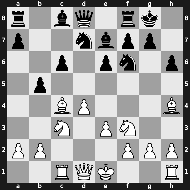 D66k - 8…h6 9.Bh4 dxc4 10.Bxc4 b5 - Orthodox Main Line [+0.29]