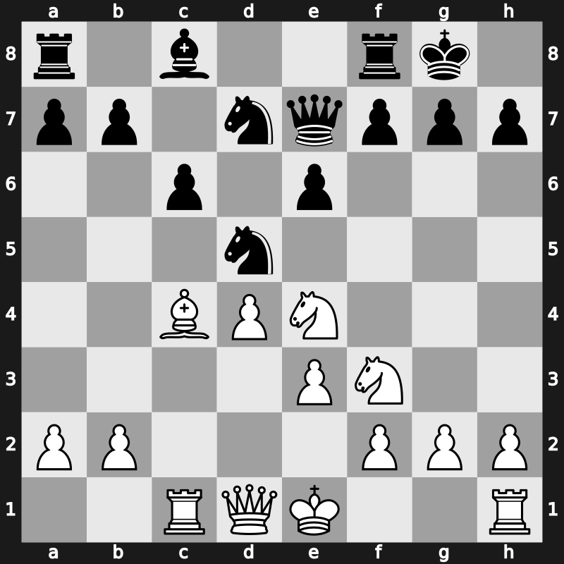 D67d - 10.Bxe7 Qxe7 11.Ne4 - Orthodox Main Line Alekhine Variation [+0.17]