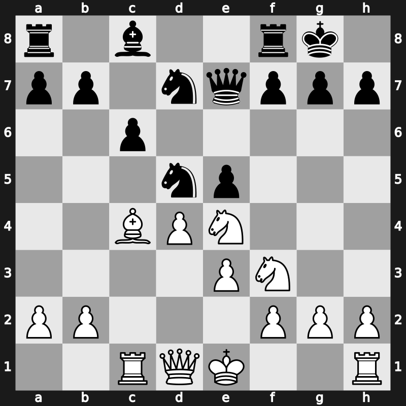 D67f - 10.Bxe7 Qxe7 11.Ne4 e5 - Orthodox Main Line Alekhine (Lasker) [+0.28]