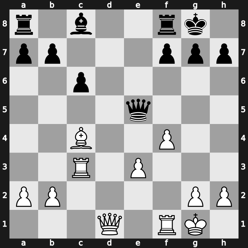 D69c - 13…Nxe5 14.Nxe5 Qxe5 15.f4 - Orthodox Classical