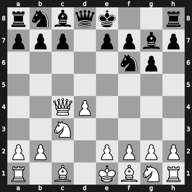 D81d - 4…dxc4 5.Qxc4 Bg7 - Early Russian [+0.27]