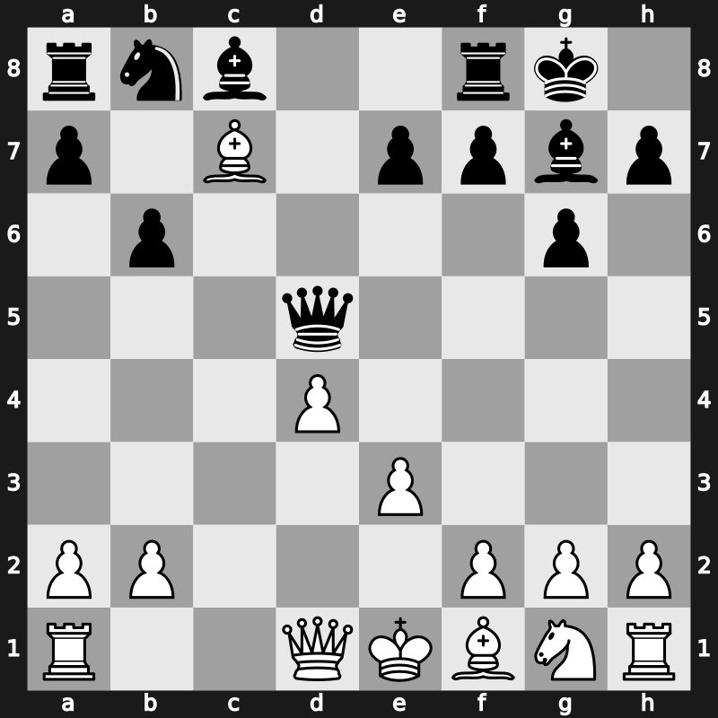 D84c - 6…Nxd5 7.Nxd5 Qxd5 8.Bxc7 b6 - Gruenfeld Gambit Accepted