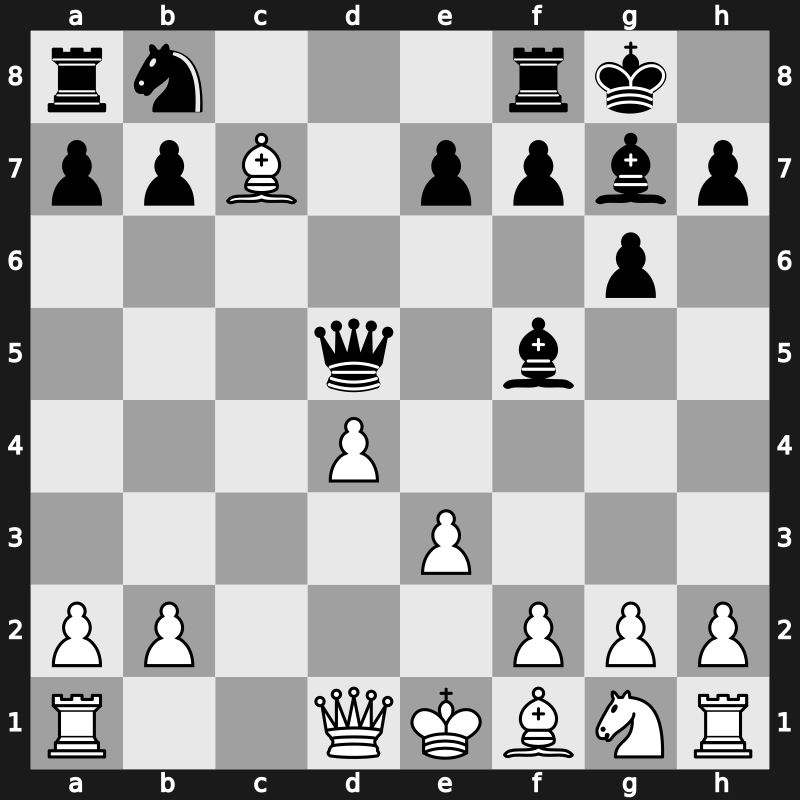 D84d - 6…Nxd5 7.Nxd5 Qxd5 8.Bxc7 Bf5 - Gruenfeld Gambit Accepted