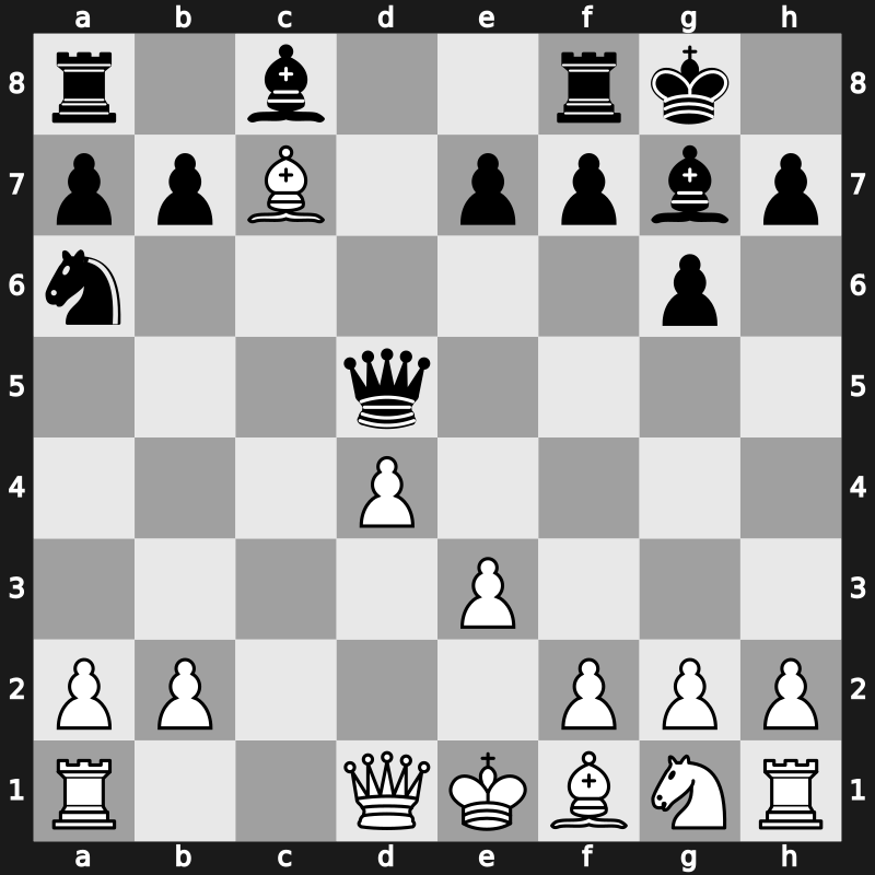 D84e - 6…Nxd5 7.Nxd5 Qxd5 8.Bxc7 Na6 - Gruenfeld Gambit Accepted [+0.18]