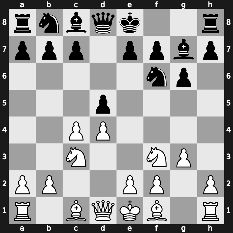 D90e - 4…Bg7 5.g3 - Three Knights [-0.21]
