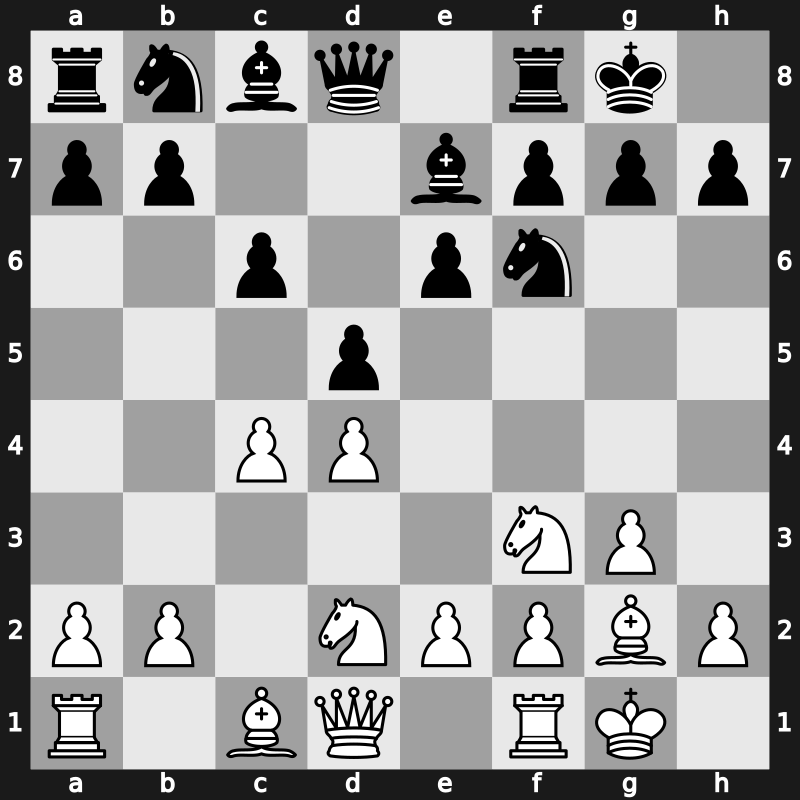 E06l - 5.Nf3 O-O 6.O-O c6 7.Nbd2 - Closed [+0.21]