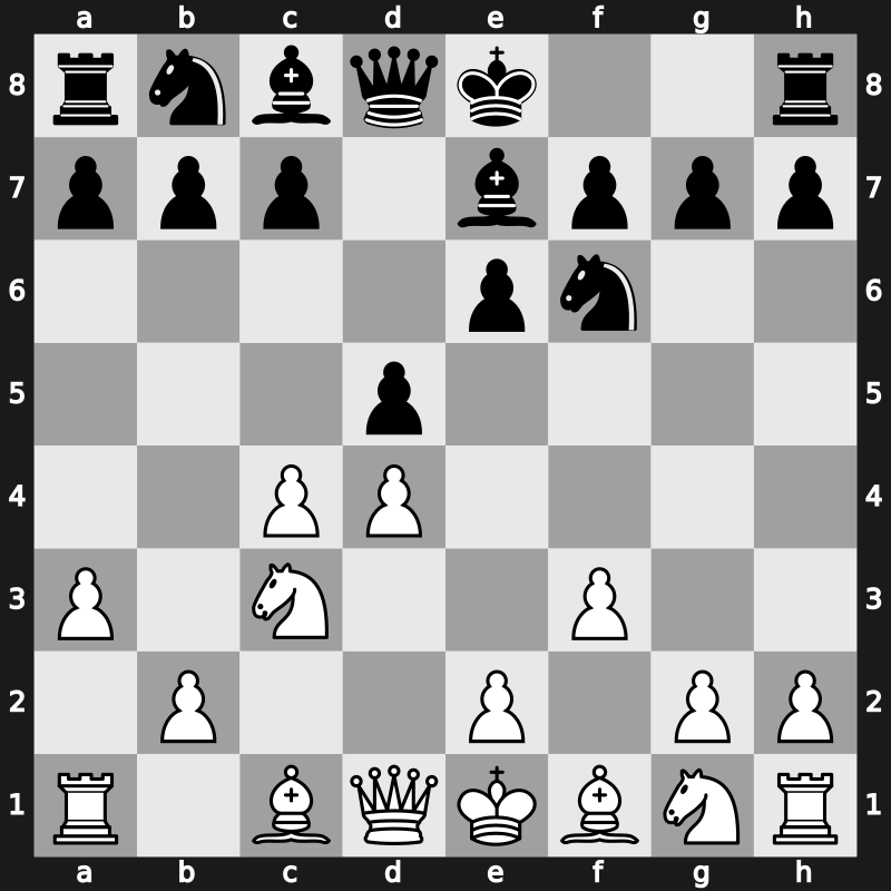 E20n - 4.f3 d5 5.a3 Be7 [+0.36]