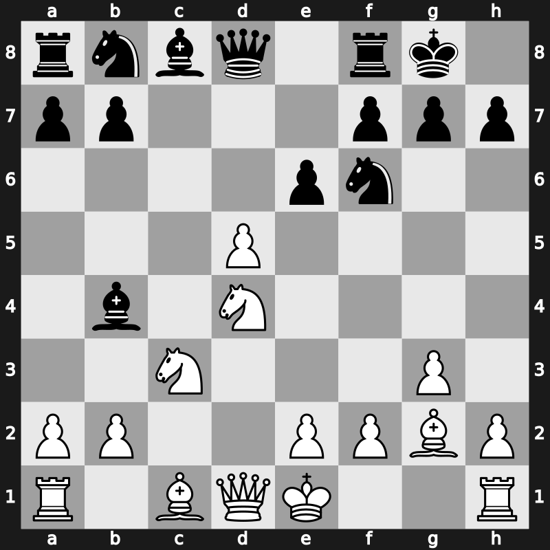 E20w - 4.g3 c5 5.Nf3 cxd4 6.Nxd4 O-O 7.Bg2 d5 8.cxd5 - Romanishin [+0.20]