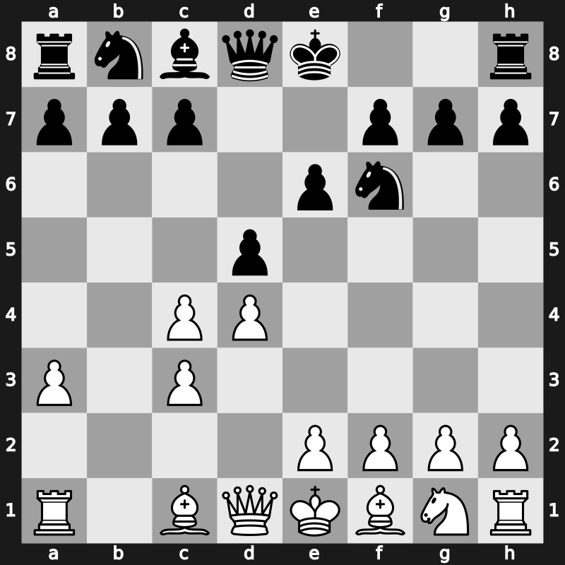 E24d - 4…Bxc3+ 5.bxc3 d5 - Saemisch [+0.22]