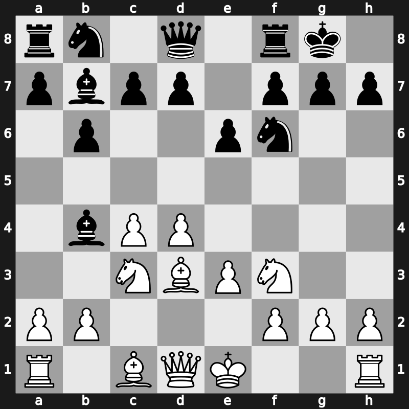 E43f - 5.Nf3 Bb7 6.Bd3 O-O - Nimzowitsch [+0.33]