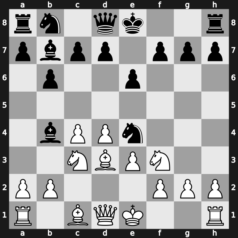 E43g - 5.Nf3 Bb7 6.Bd3 Ne4 - Nimzowitsch [+0.31]