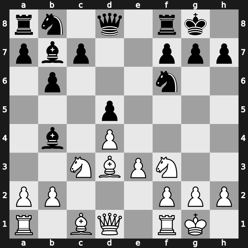 E52g - 7.O-O Bb7 8.cxd5 exd5 - Main Line [+0.30]