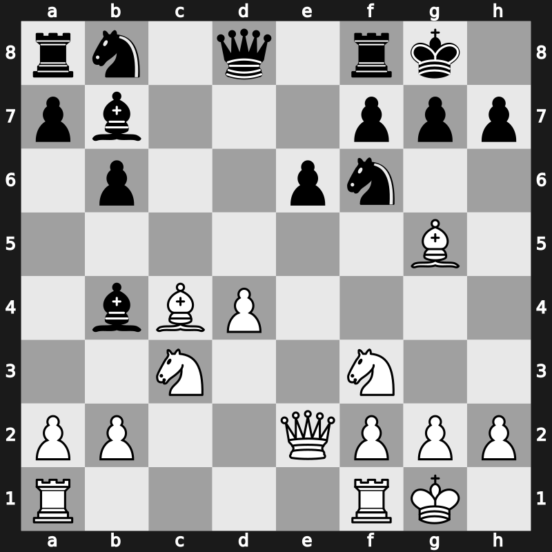 E54n - 8.Bxc4 cxd4 9.exd4 b6 10.Bg5 Bb7 11.Qe2 - Main Line Karpov [+0.00]