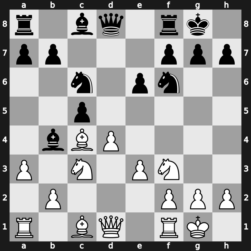 E56i - 8.a3 dxc4 9.Bxc4 - Main Line [+0.17]