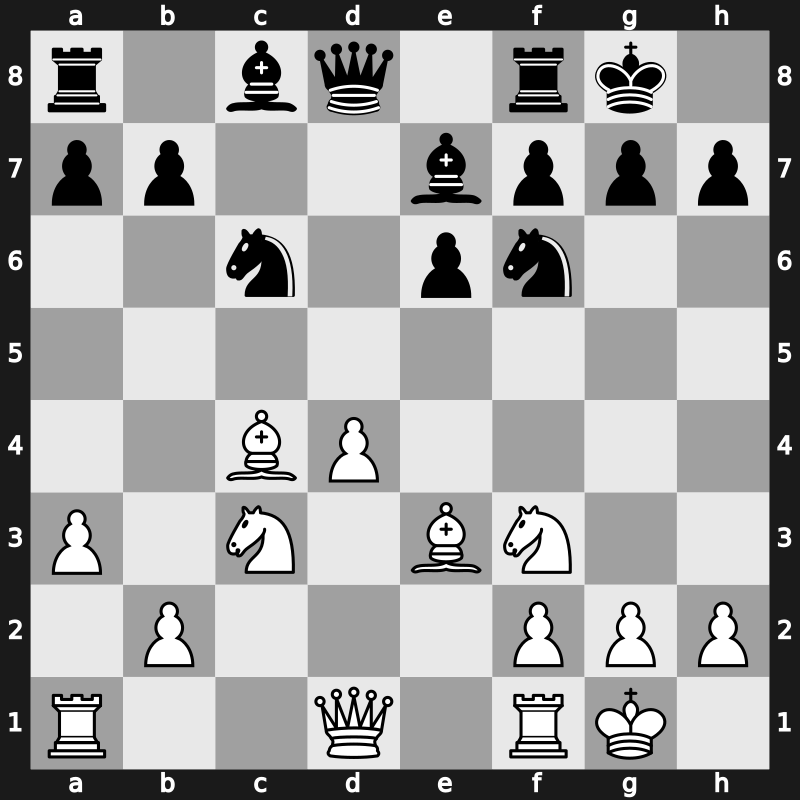 E57d - 10.exd4 Be7 11.Be3 - Main Line [+0.23]