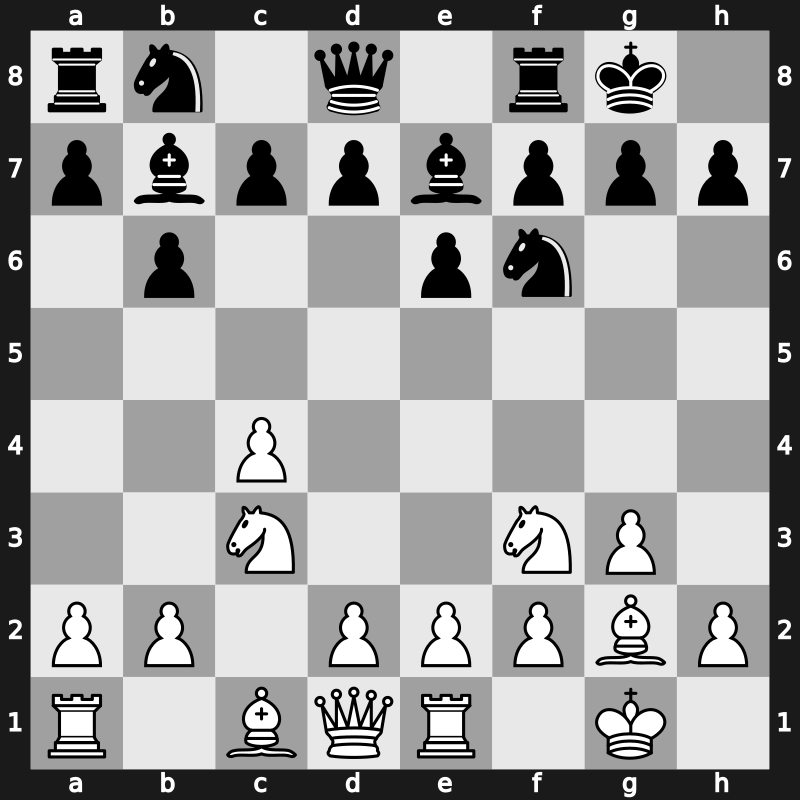 A17a - 3.Nf3 b6 4.g3 Bb7 5.Bg2 Be7 6.O-O O-O 7.Re1 - Anglo-Queen’s Indian