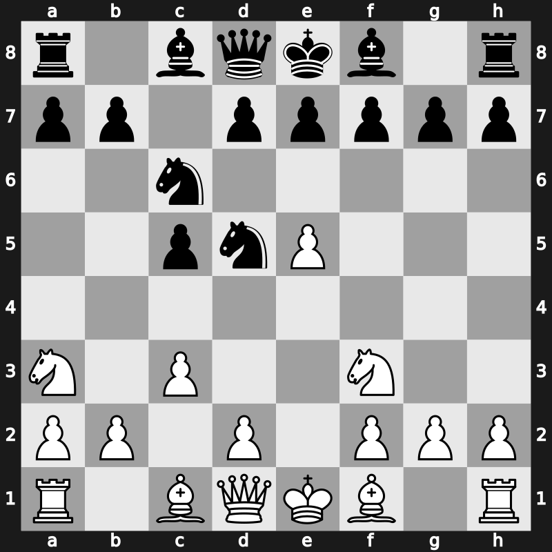 B22p - 2…Nf6 3.e5 Nd5 4.Nf3 Nc6 5.Na3 - Alapin Heidenfeld Variation