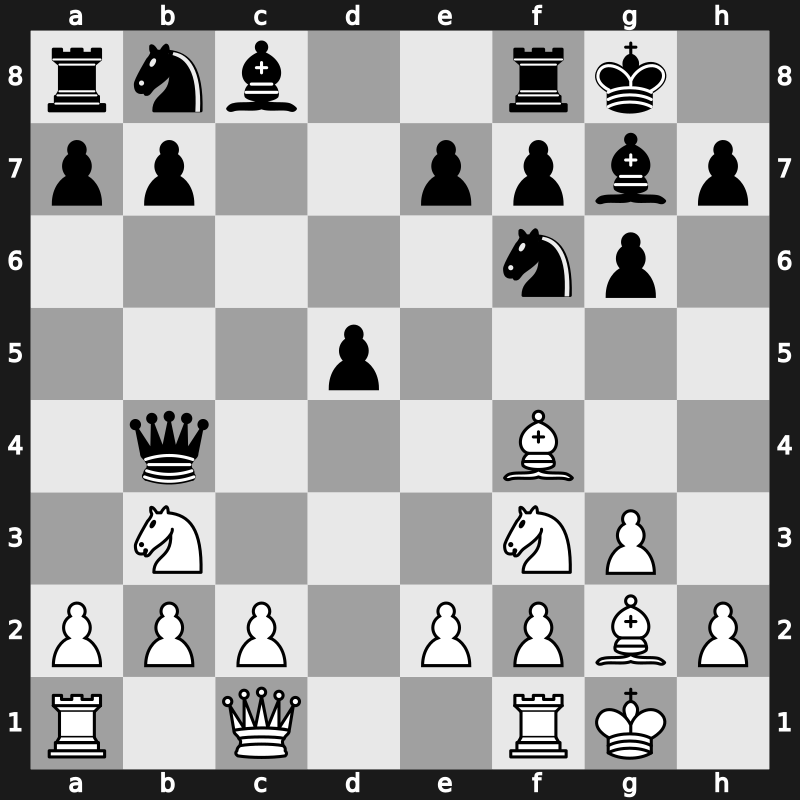Candidats Tournament 1985 – Round 14 – Smyslov, Vladimir – 1/2-1/2 – Korchnoi, Viktor – G88