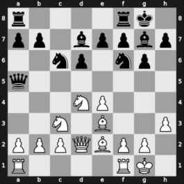 1908 Tunbridge Wells – Round 9 – Lee, Francis J – 1/2-1/2 – Blackburne, Joseph – G12