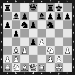 1949 Mar del Plata – Round 1 – Eliskases, Erich – 1/2-1/2 – Luckis, Marcos – G21