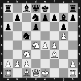 1950 URS Ch sf Gorky – Round 13 – Nezhmetdinov, Rashid – 1/2-1/2 – Soloviev, Vladimir A – G8