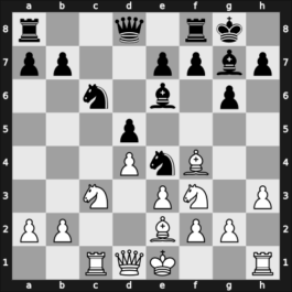 1951 World Championship 19th – Round 4 – Bronstein, David I – 1/2-1/2 – Botvinnik, Mikhail – G3
