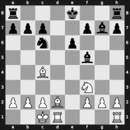 1955 Manhattan CC Ch 5556 – Round 9 – Rodriguez Garcia, Benedicto – 1/2-1/2 – Denker, Arnold S – G44