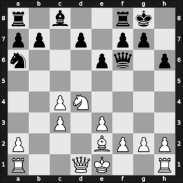 1955 Mar del Plata – Round 6 – Letelier Martner, Rene – 1/2-1/2 – Flores Alvarez, Rodrigo – G41