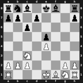 1956 Danmarksmesterskabet – Round 8 – Enevoldsen, Jens – 1/2-1/2 – Larsen, Bent – G15