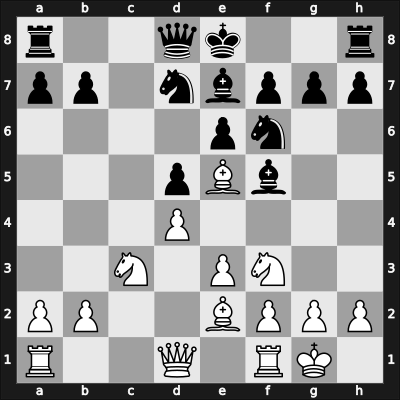 1956 Danmarksmesterskabet – Round 11 – Andersen, Borge – 1/2-1/2 – Enevoldsen, Jens – G27