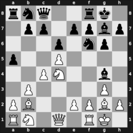 1957 URS Ch, semi final – Round 8 – Khasin, Abram – 1-0 – Nezhmetdinov, Rashid – G75