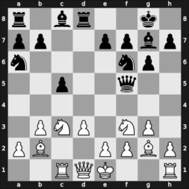 1957 URS Ch, semi final – Round 14 – Tarasov, Vitaly – 1/2-1/2 – Vladimirov, Boris T – G140