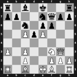 1957 World Championship 21th – Round 20 – Smyslov, Vladimir – 1-0 – Botvinnik, Mikhail – G17